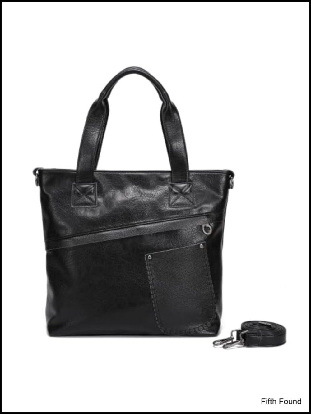 Synthetic Leather Satchel Tote Bag with Multiple Pockets Zipper Closure